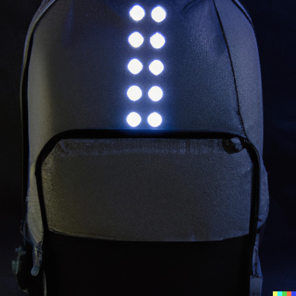 DALL·E 2022-11-16 21.54.45 - Ein Rucksack mit einem LED Licht auf der Rückseite